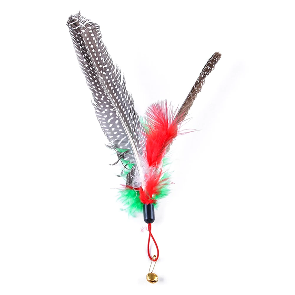 

Pet Cat Kitten Stick Wand Bell Feather Replacement Head Playing Interactive Toy