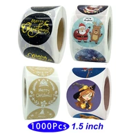 1 5inch 1000pcs retro cute merry christmas stickers seal label thank you aesthetic scrapbooking holiday journal washi adhesive