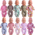 Одежда для кукол, пижама с длинными рукавами и принтом, подходит для куклы-новорожденного, 18 дюймов, 43 см, для повседневной жизни, Куклы нашего поколения