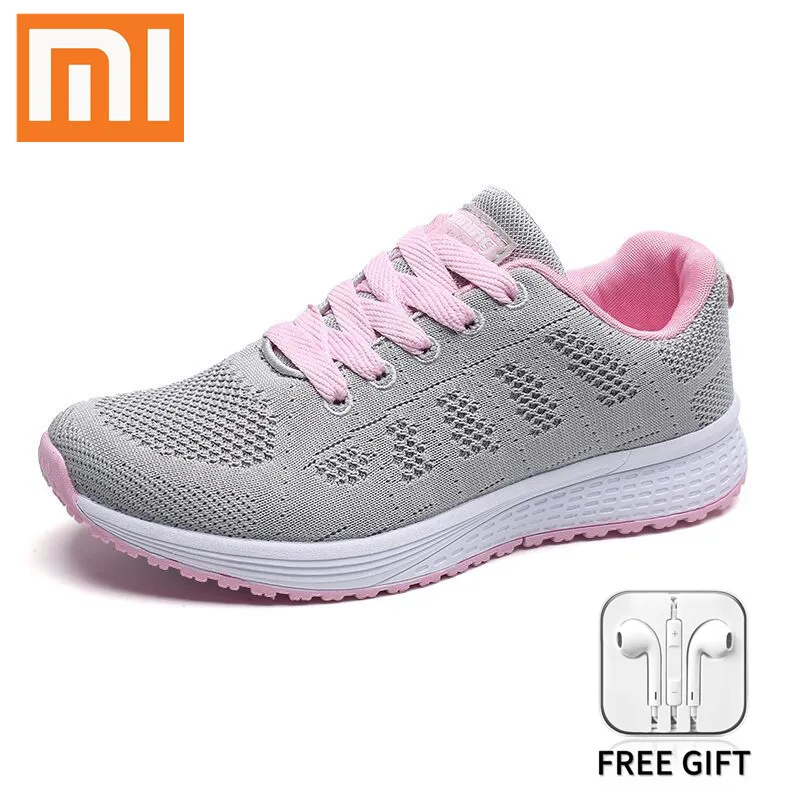 

Xiaomi Women Lightweight Sneakers Breathable Mesh Comfortable Outdoor Running Shoes Women Lace-Up Non-Slip Sports Shoes