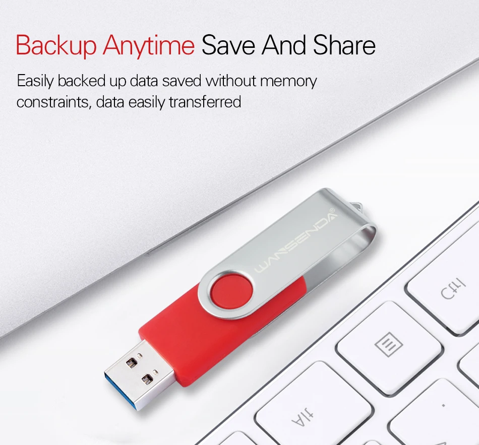 WANSENDA USB флеш-накопитель, Вращающаяся ручка, 32 ГБ, 64 ГБ, Usb флешка 3,0, 16 ГБ, 128 ГБ, 256 ГБ, флешка, флеш-карта памяти для планшетных ПК