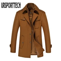 ursporttec winter warm wool blend coat men thick overcoat topcoat men double collar jackets mens coat wool casaco plus size 5xl