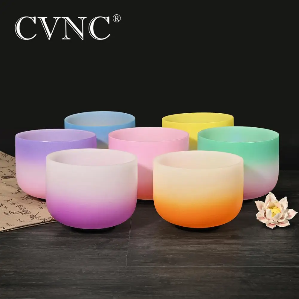 Чаша Поющая цветная матовая кварцевая с кристаллом 6 12 дюймов 7 шт.| |