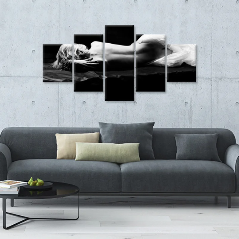 

Figure Art Black and White Woman HD Painting on Canvas Posters and Prints Sexy Beautiful Lady Wall Art Picture for Living Room