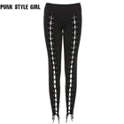 Женские обтягивающие леггинсы, черные готические леггинсы на шнуровке, повседневные обтягивающие брюки в стиле Харадзюку, уличная одежда, 2020
