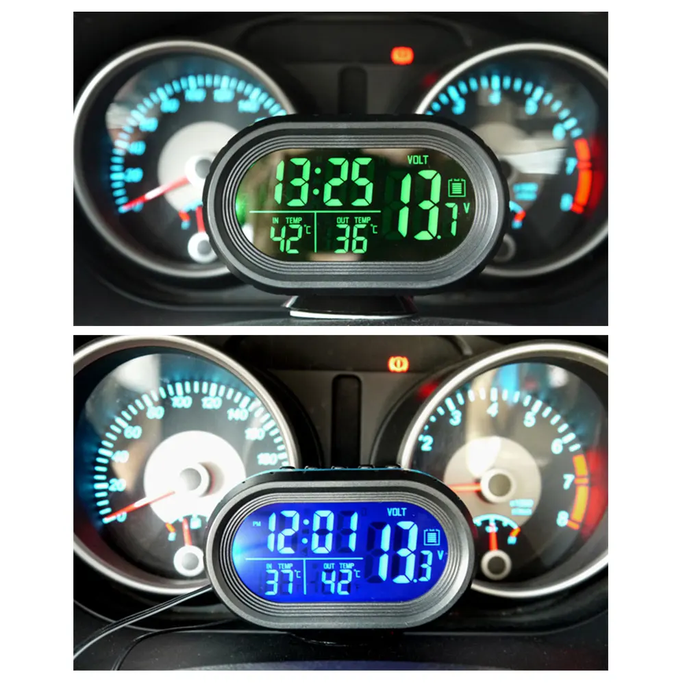 Цифровые Автомобильные часы sikeo автомобильные с термометром подсветкой двойным