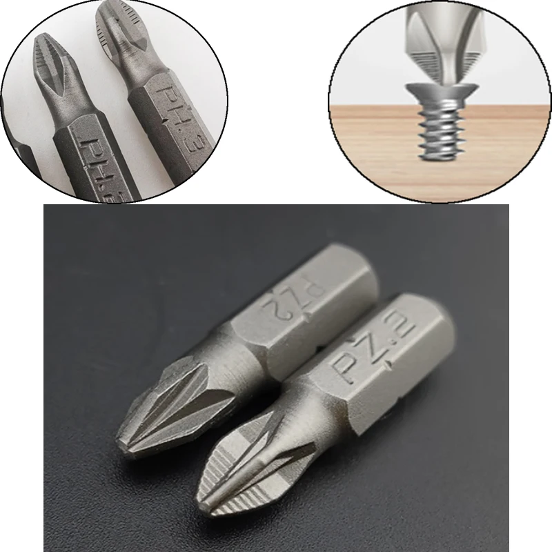 

10Pcs/Lot 25mm CR-V Pozidrive Bits Hex Shanked Anti Slip Screwdriver Bits Magnetic Single Head PZ1 /PH