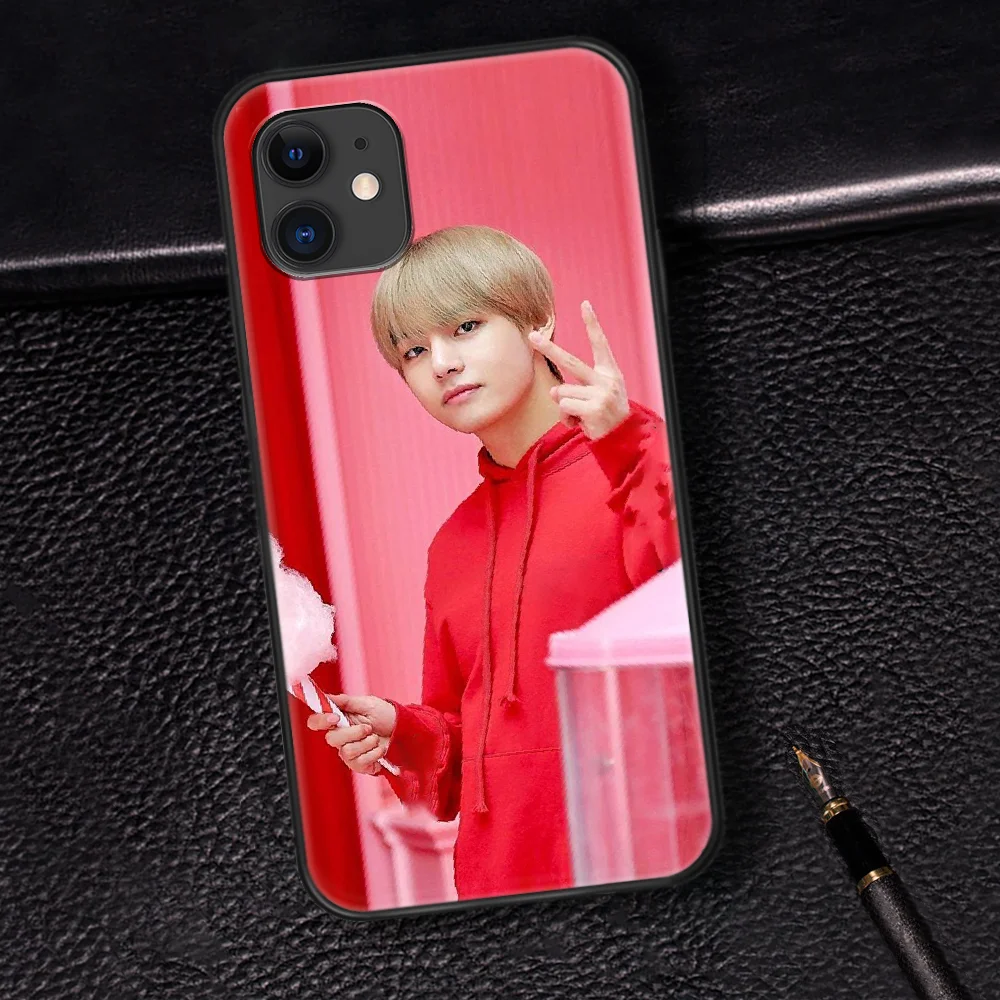 

Bangtan Boys Kim Tae Hyung Phone Case For Iphone 5 5S SE 2020 6 6S 7 8 Plus 11 12 Mini X XS XR Pro Max black Back Luxury Shell
