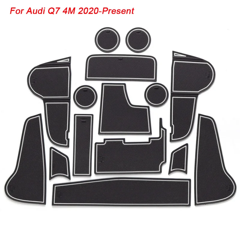 

15pcs Car Styling For Audi Q7 4M 2020-Present Latex Gate Slot Pad Interior Door Groove Mat Non-slip Dust Mat Accessory