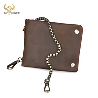 new men male design vintage quality crazy horse leather card cash case gift organizer horizontal wallet zipper slim purse 1003