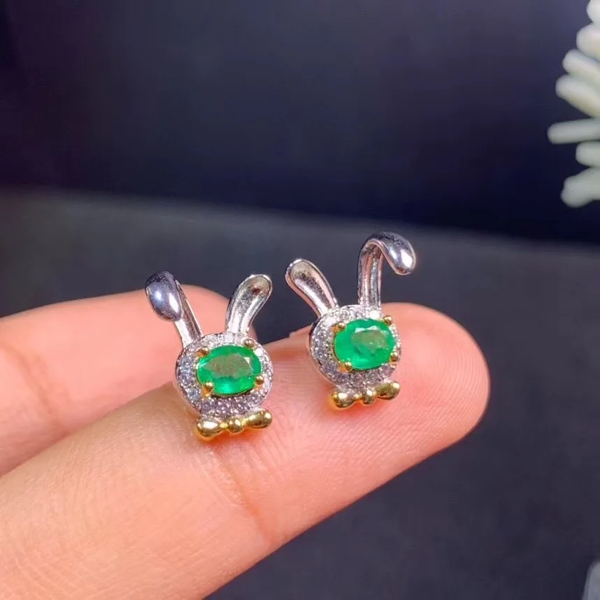 Женские серьги из серебра 925 пробы с натуральным изумрудом | Украшения и