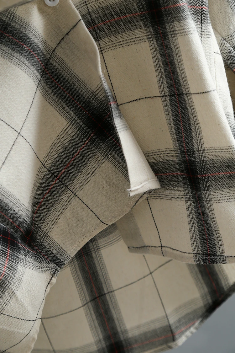 Блузка женская в клетку 2020 хлопок шифоновая с длинным рукавом | Женская одежда