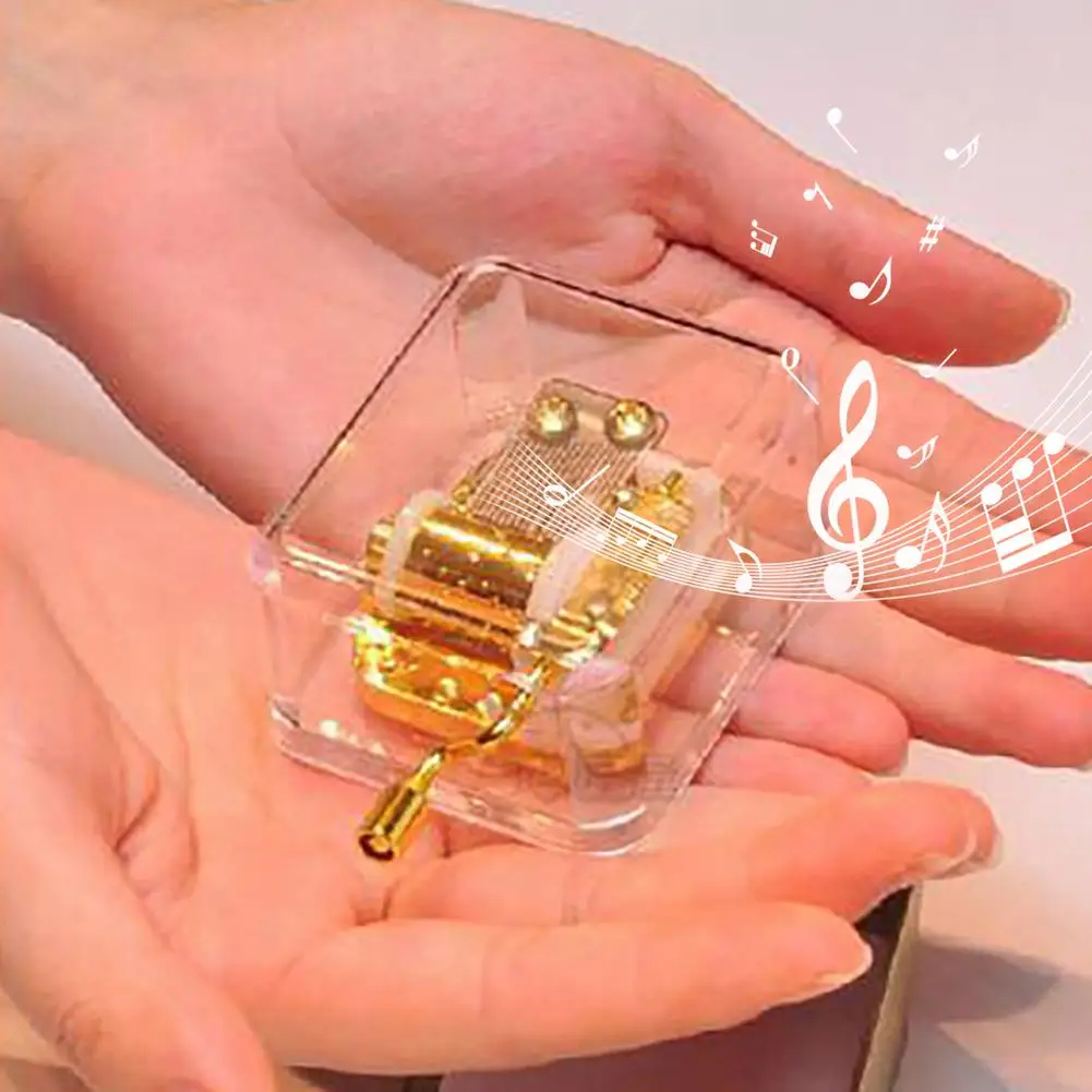 Мини ясный легкий акриловый ручной коленчатый музыкальный механизм музыкальная