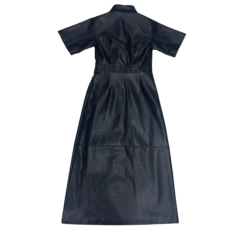 

2020 new fashion woman dress PU half sleeve Turn-down Collar Flare Sleeve