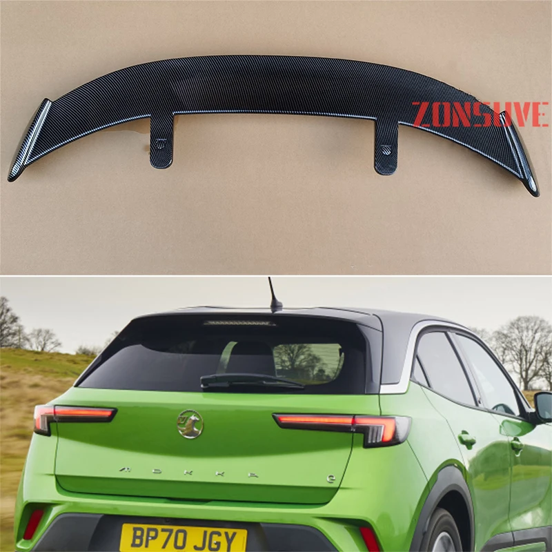 

Use For 2020 Vauxhall Mokka-e ABS Plastic Carbon Fiber Look Hatchback SUV Roof Rear Wing Body Kit Accessories