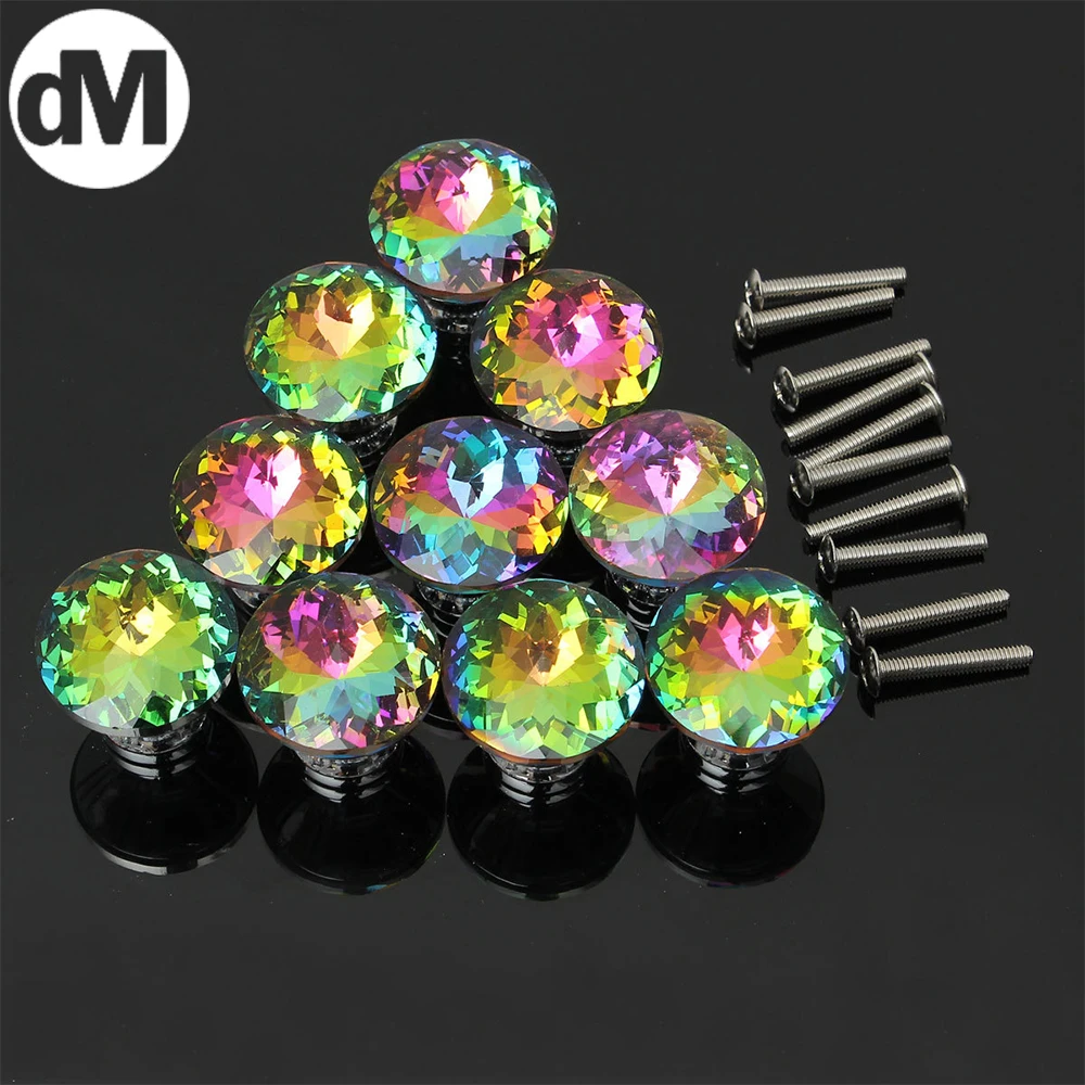 Прозрачная дверная ручка DM 2 шт./компл. разноцветная Бриллиантовая форма 30*25*12 мм