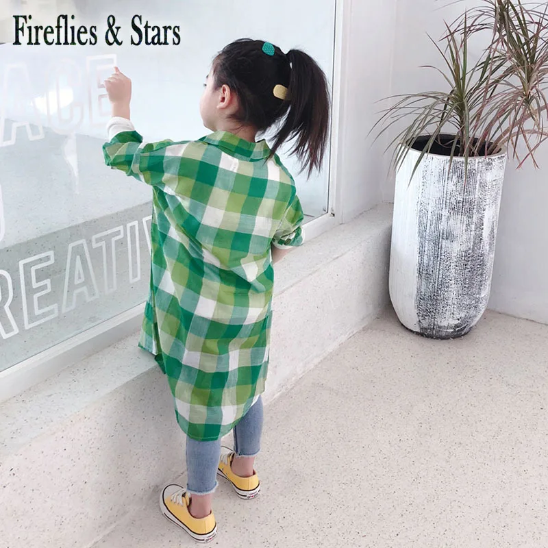 Весенне осенняя Блузка для девочек длинная рубашка малышей Детский кардиган