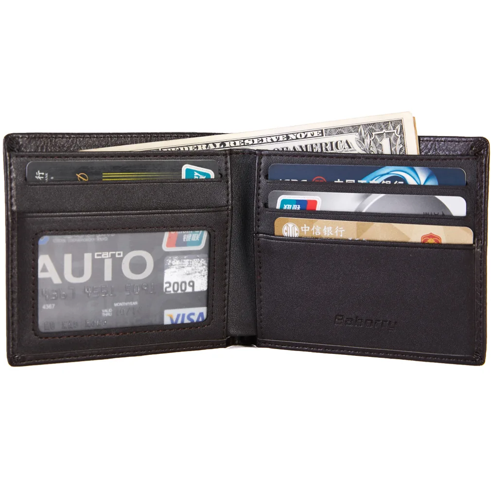 

100% Genuine Leather Men Wallets Premium Product Real Cowhide Wallets For Man Short Black Wallet Portefeuille Homme