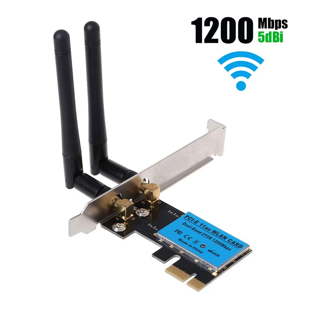 Беспроводная сетевая карта AC1200Mbps PCIe Двухдиапазонная 5G/2 4G беспроводной WiFi