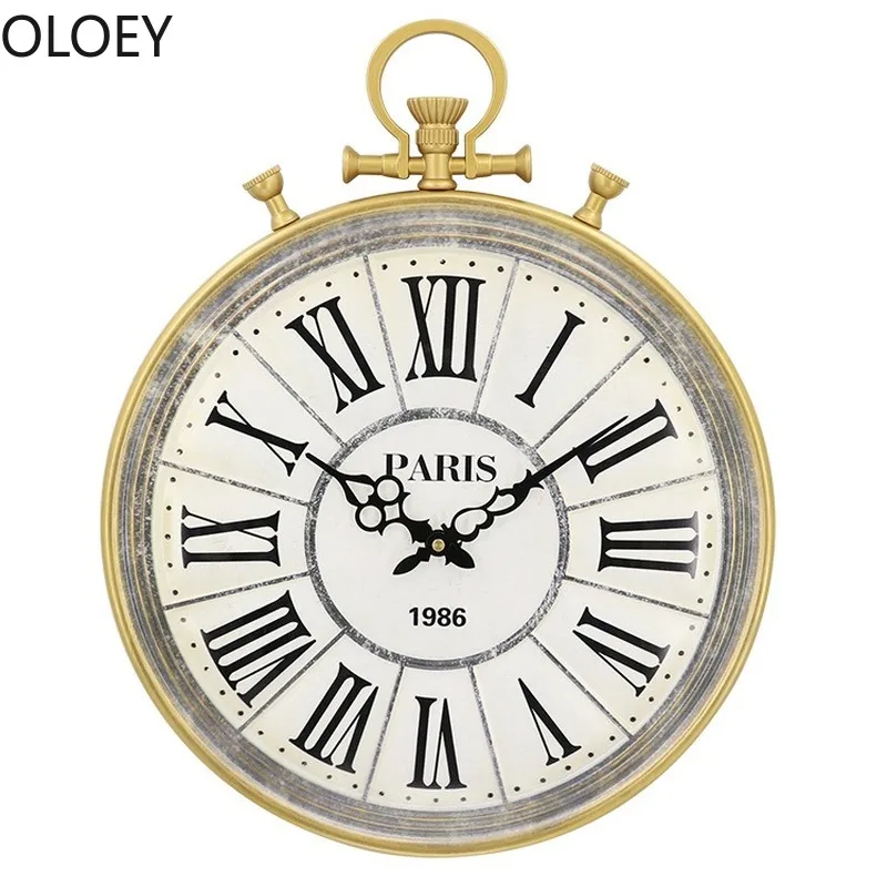 Американские винтажные большие настенные часы металлические креативные для