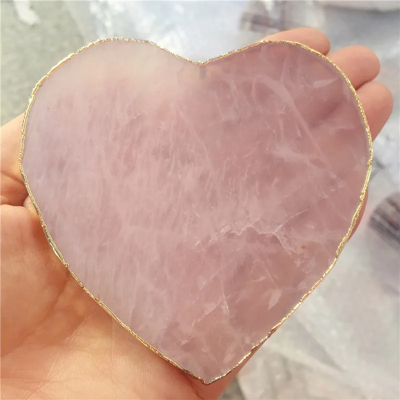 Натуральный розовый кварцевый порошок хрустальный подстаканник сердце - купить