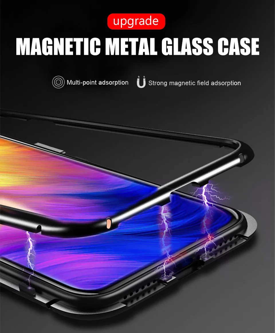 Металлический магнитный чехол для Xiao mi Red mi Note 7 6 5 K20 Pro противоударный чехол для Xiaomi mi 9T 9 SE CC9 CC9e A3 Lite стеклянная задняя крышка