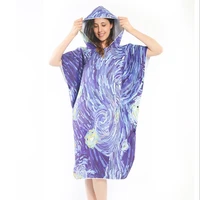 new printed microfiber wetsuit robes cape hooded poncho quick drying swimming hooded towel beach surfing towel
