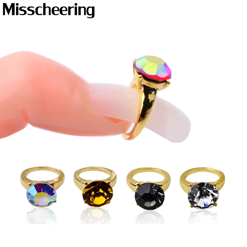 5 шт блестящие прозрачные Стразы AB из золотого сплава кольца для ногтей