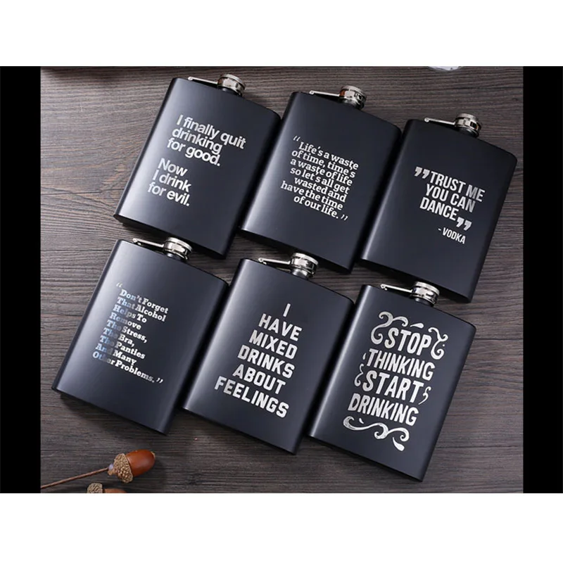 Матовые плоские фляжки 8 унций винная бутылка с гравировкой букв мини фляжка из
