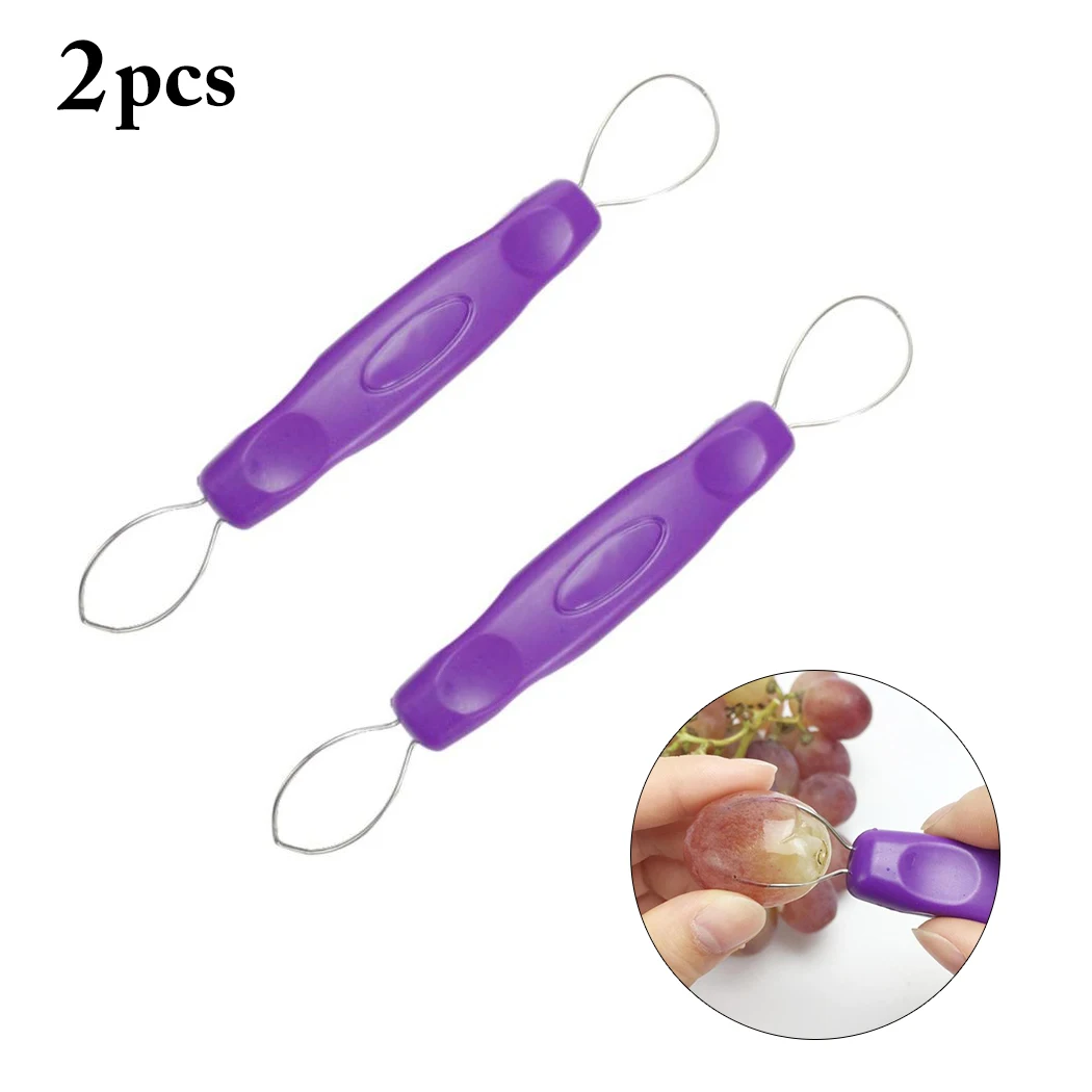 

2Pcs Cherry Cutter Portable Vegetable Fruit Tools Kitchen Gadgets Multifunctional Grape Skin Peeler Remover Grape Slicer