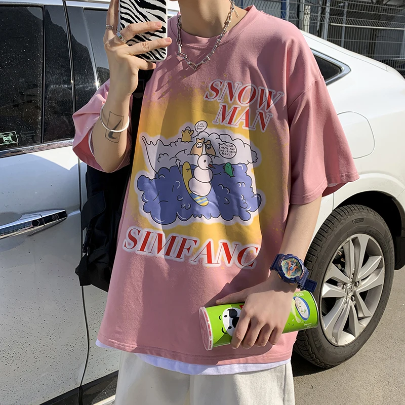 

Большие графические футболки для мужчин 2021 Гавайская летняя повседневная одежда подростковые свободные футболки с принтом аниме с вырезом...