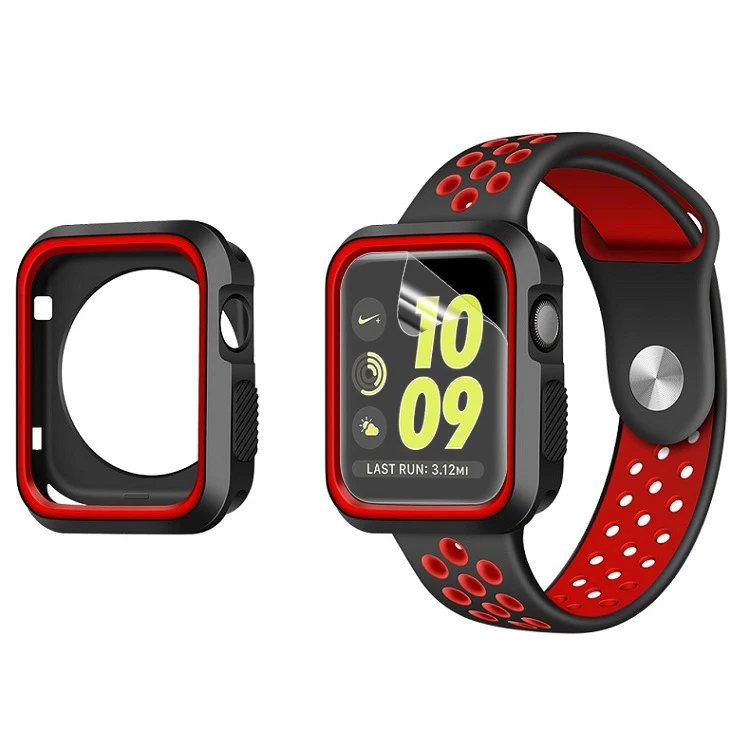 Black Red Стильный чехол для Apple Watch 4 5 40 мм 44 мм защитный чехол для iWatch 3 2 1 38 мм 42 мм аксессуары для протектора экрана - Цвет: Black Red