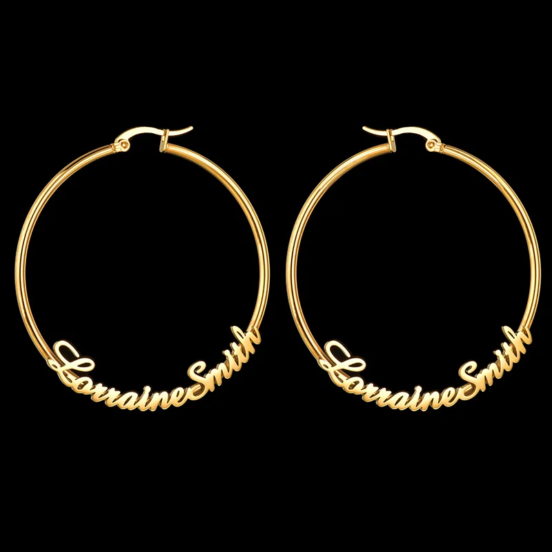 

Brief Fashion Large Name Hoop Earing Studs Personalise Exaggerated DIY Design Letter Number Customized Gold Earrings Pendents