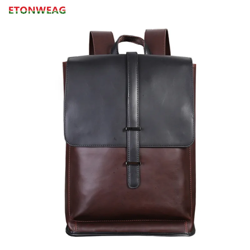 

Vintage Men backpack Crazy horse Leather men's back bag men's Business office Travel bags schoolbag Simple laptop backpack men