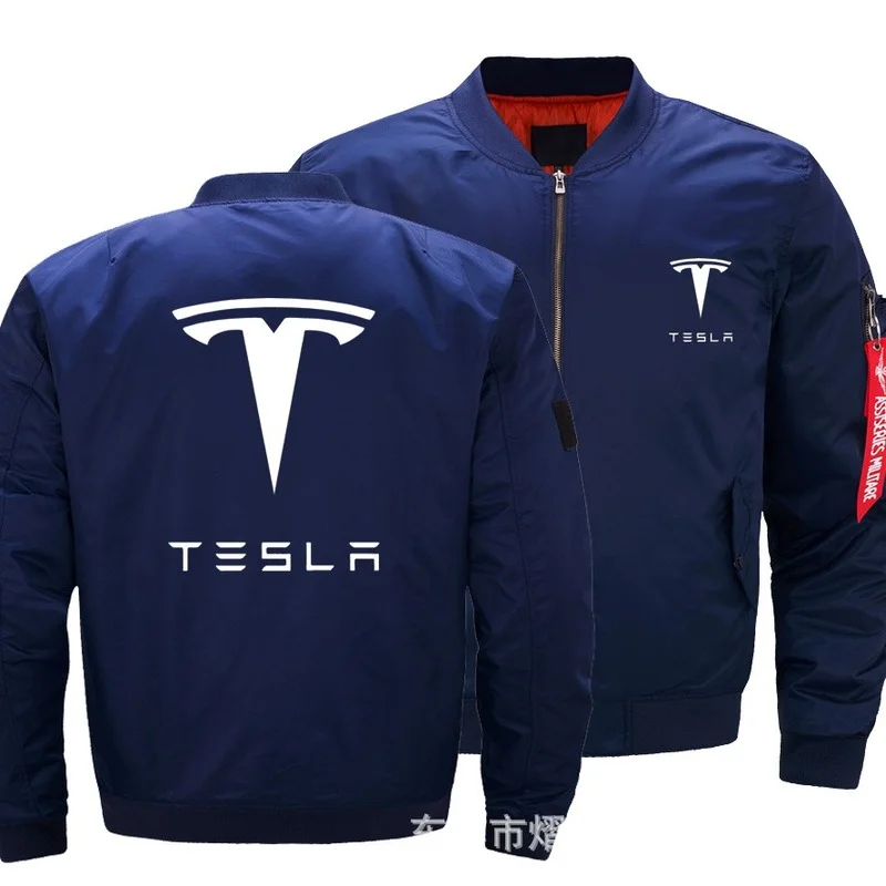 

2021 NEW Men Tesla Fly Pilot jacket Warm Car Logo Print Sweatshirt Hip Hop Male Coat Men's jacket S-4XL f6b