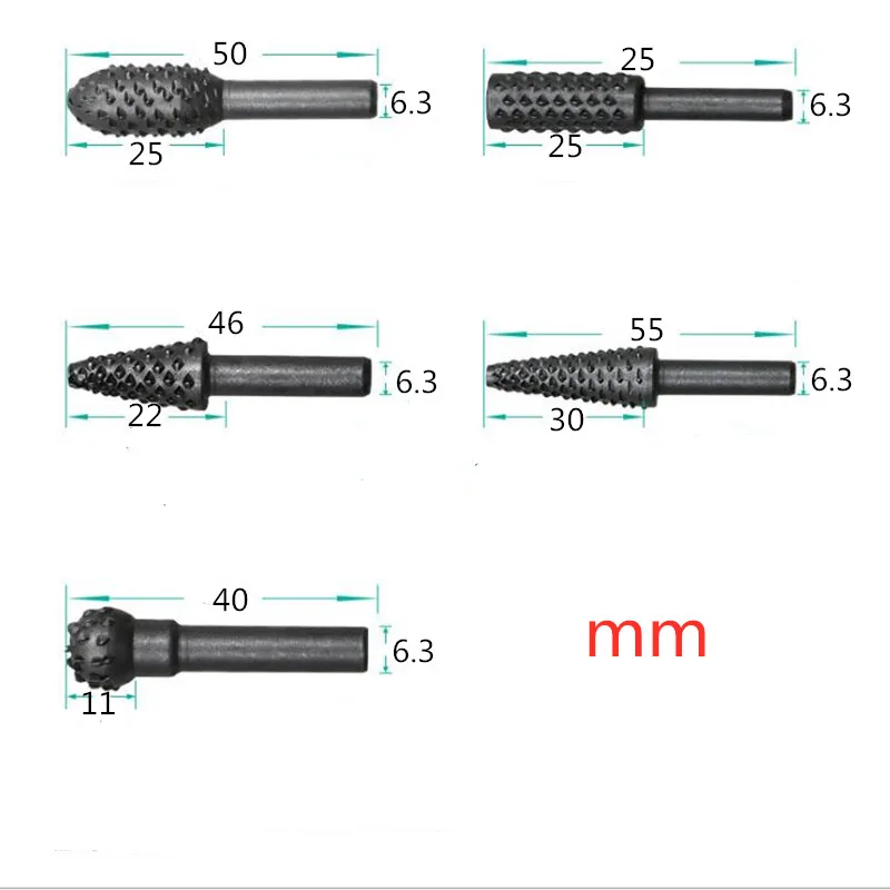 5 шт. деревообрабатывающий стальной роторный рашпиль напильник 1/4 дюйма роторные