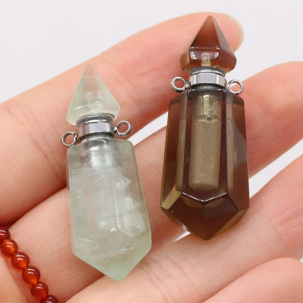 

Natural Semi-precious Stone Smoky Quartz Aventurine Perfume Bottle Pendant DIY for Making Jewelry Necklace Gift Accessories