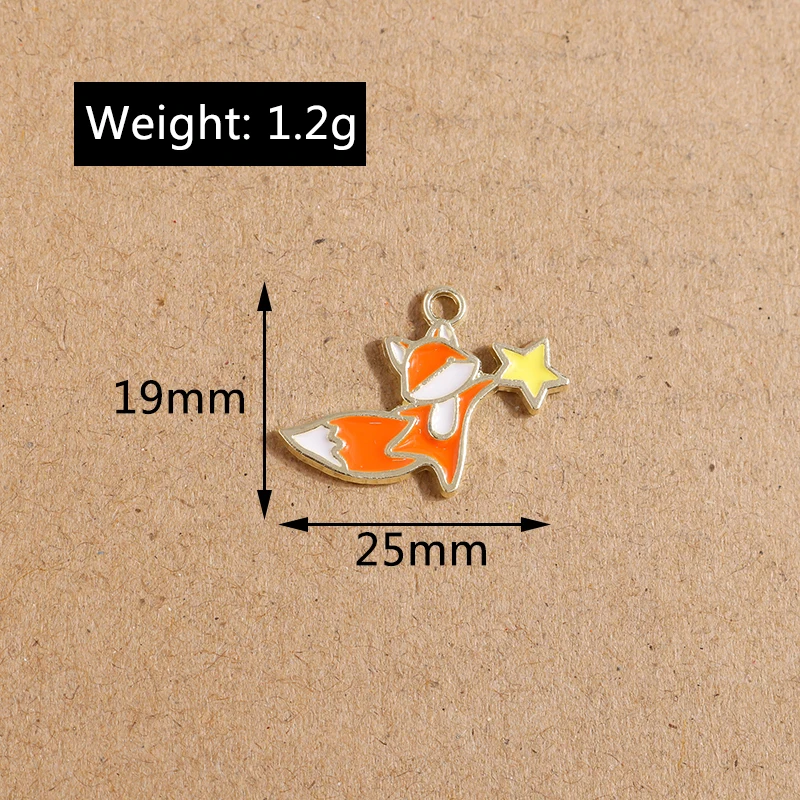 10pcs 25*19mm Enamel Cartoon Animal Fox Charms for Jewelry Making Cute Drop Earrings Pendants Necklaces DIY Bracelets Craft Gift - купить по