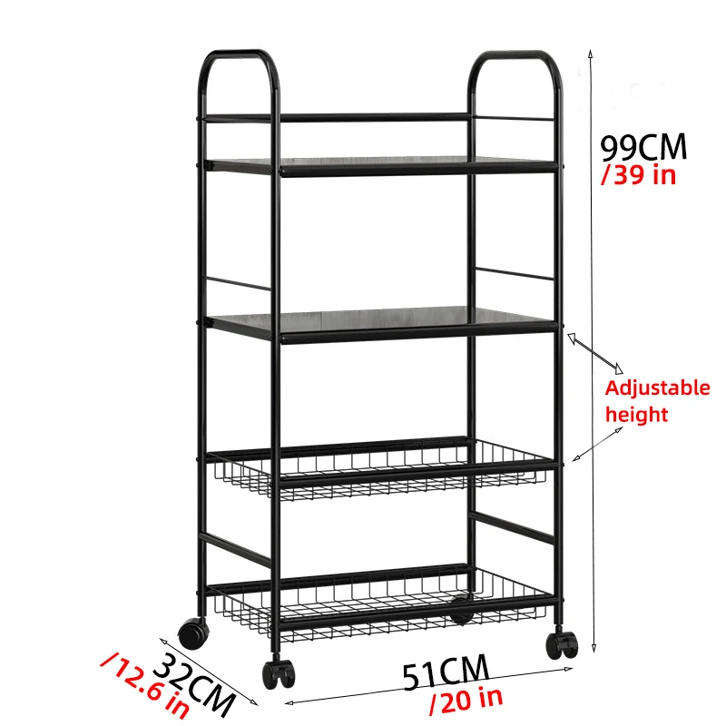 

Kitchen Carts Multi-layer Kitchen Trolley Cart Rolling Cart Fruit Vegetable Storage Shelf Rack Cart Workshop Trolley With Wheels