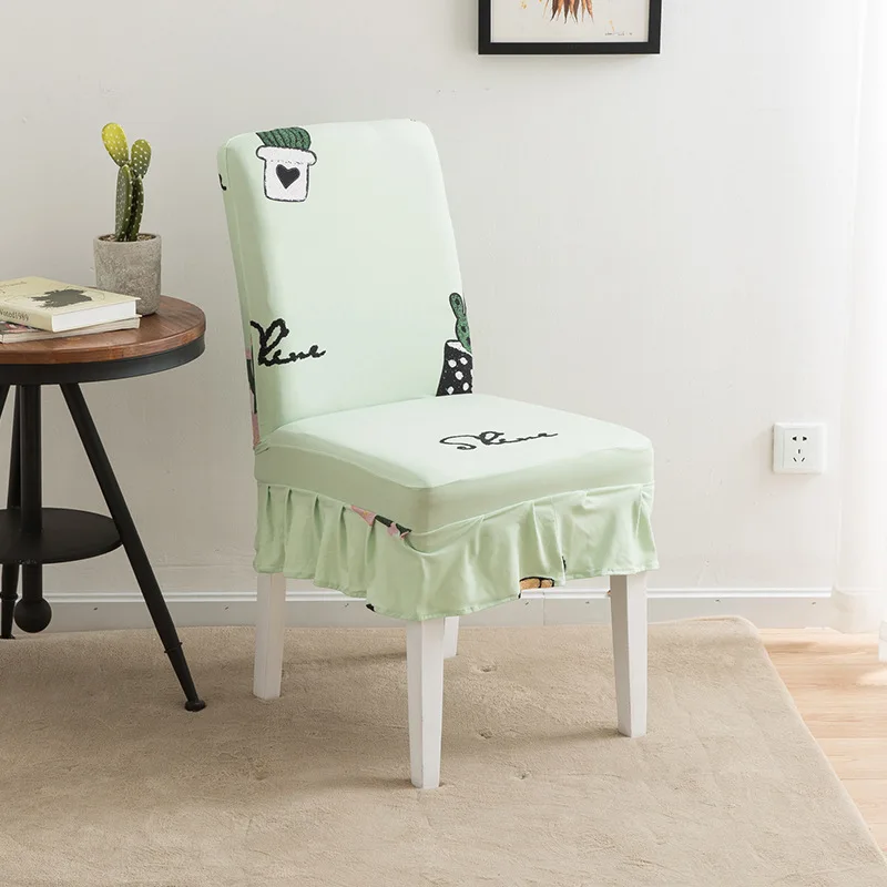 

Printing Skirt Side Chair Covers Restaurant General Dining Chair Cover Four Seasons Stretch Seat Covers Kitchen Chair Covering