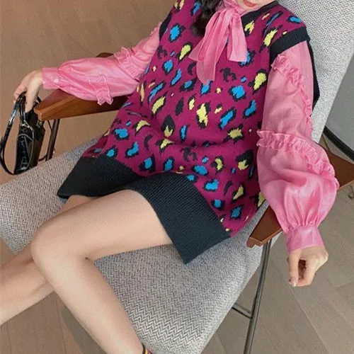 

Knit Sweater Vest For Women Stylish Fashion High Streetwear V-necked Sleeveless Jumper 2020 New Fall Winter Clothing S30