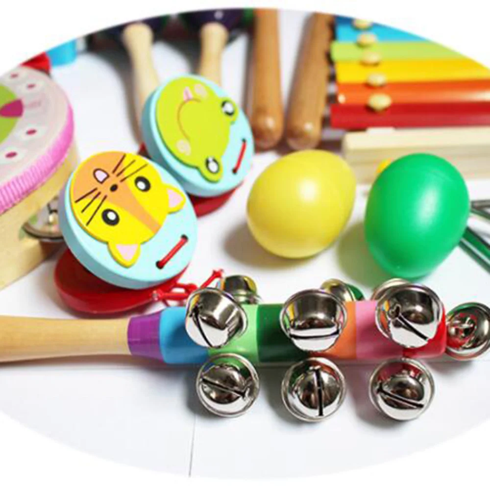 

14PC Children Percussion Instrument Set Musical Instrument Wooden Music Early Education Teaching Aid Percussion