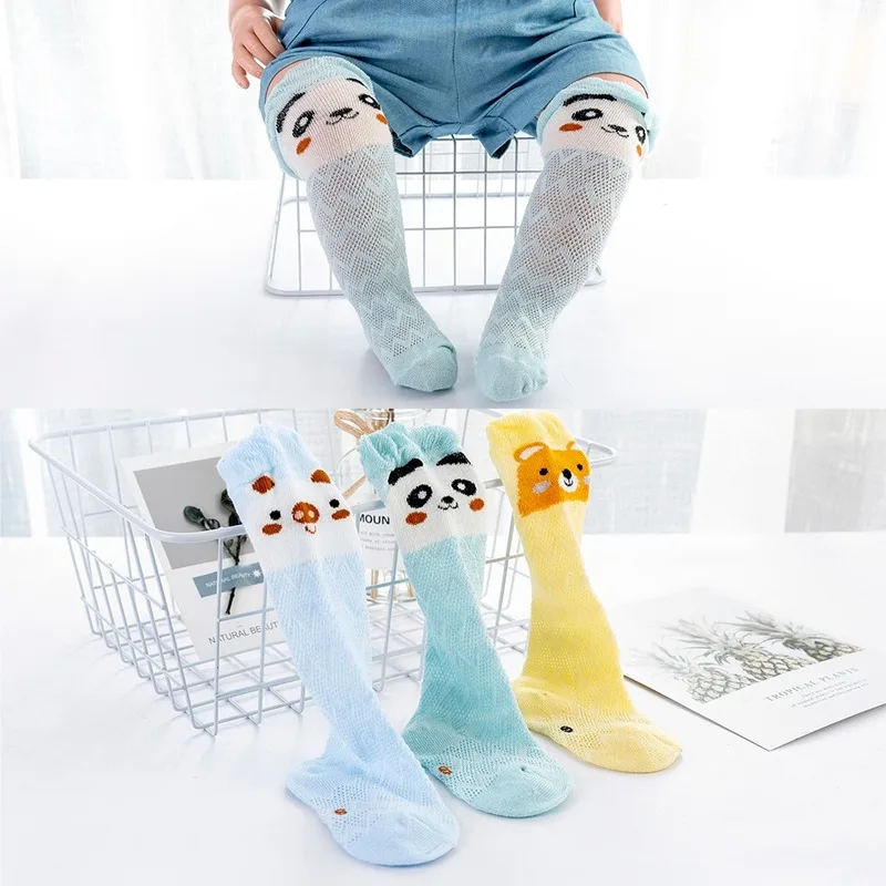Calcetines de algod&oacute;n con dise&ntilde;o de oso para beb&eacute;, medias de malla con dise&ntilde;o de Animal para ni&ntilde;os y ni&ntilde;as, de 0 a 2 a&ntilde;os, accesorios para beb&eacute;s, 3 par/lote-0