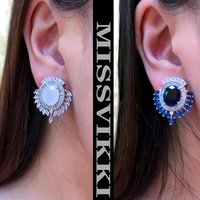 missvikki trendy %d1%81%d0%b5%d1%80%d1%8c%d0%b3%d0%b8 round cute fashion white blue earrings full mirco paved cubic zircon for women wedding earrings jewelry