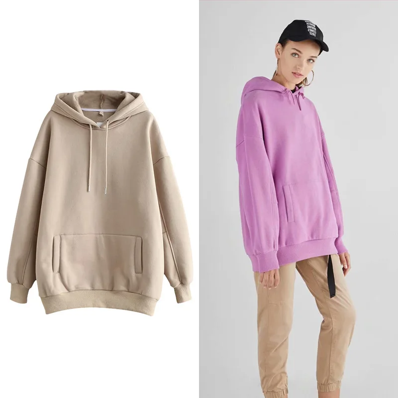 Осень хаки розовый желтый синий с капюшоном Чистый хлопок кенгуру карман za для