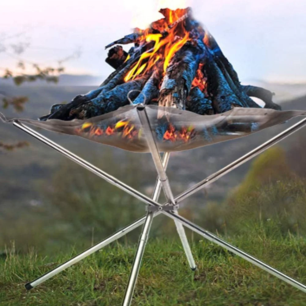 Портативный костра под открытым небом Нержавеющая сталь Кемпинг печи стенд