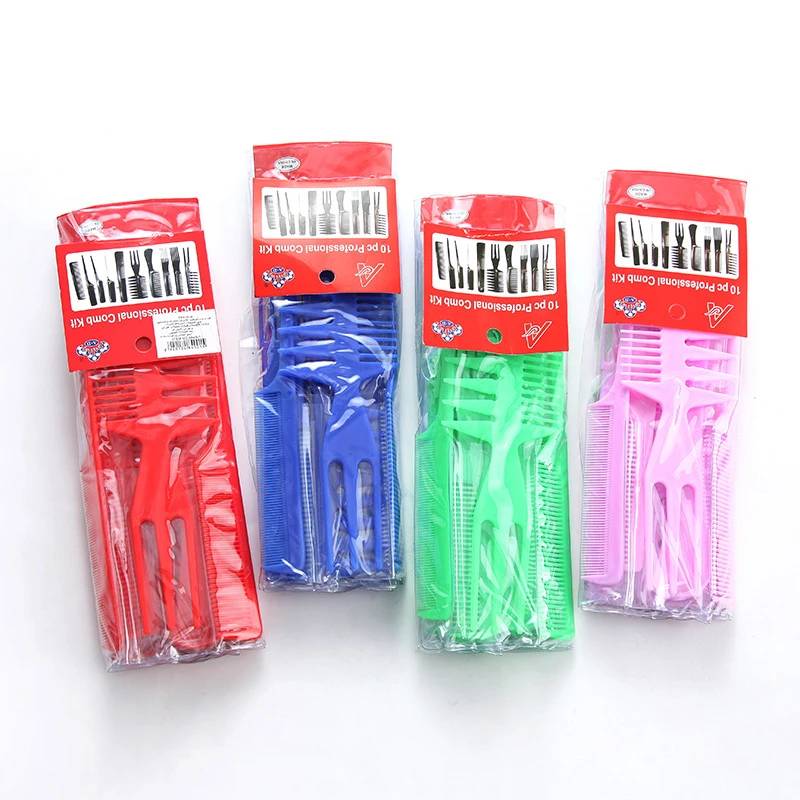 

10PCS/SET Professional Hair Brush Comb Sets Salon Barber Anti-Static Hair Combs Hairbrush Hairdressing Styling Tools Hair Care