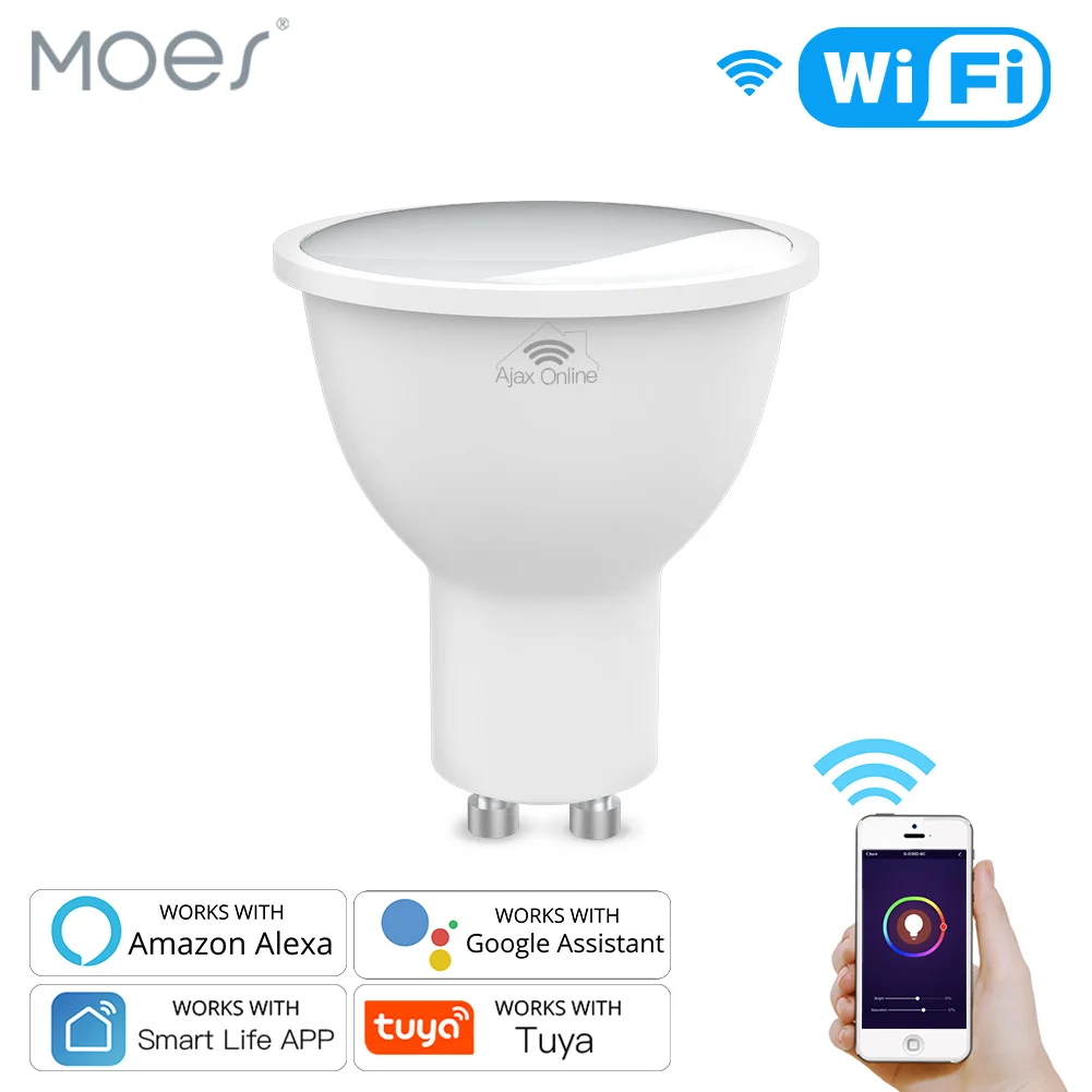 

Умные светодиодные лампы GU10 с поддержкой Wi-Fi, RGBW C + W, 4,5 Вт