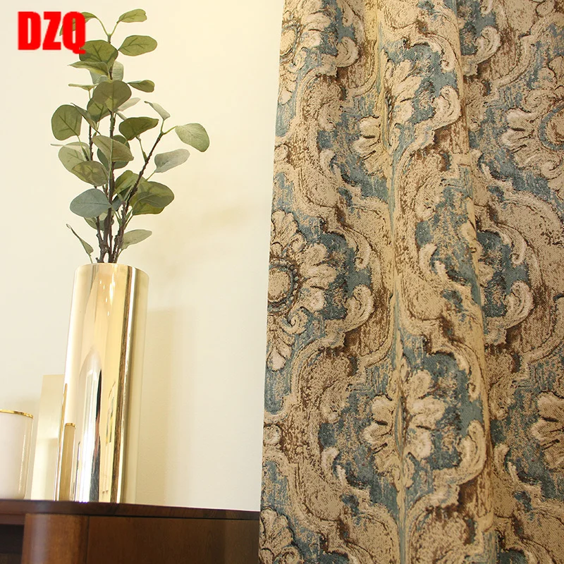 

European Damask Curtains For Living Room Luxury Jacquard Blind Drapes Window Panel Fabric Curtain For Bedroom Shading 70% Custom