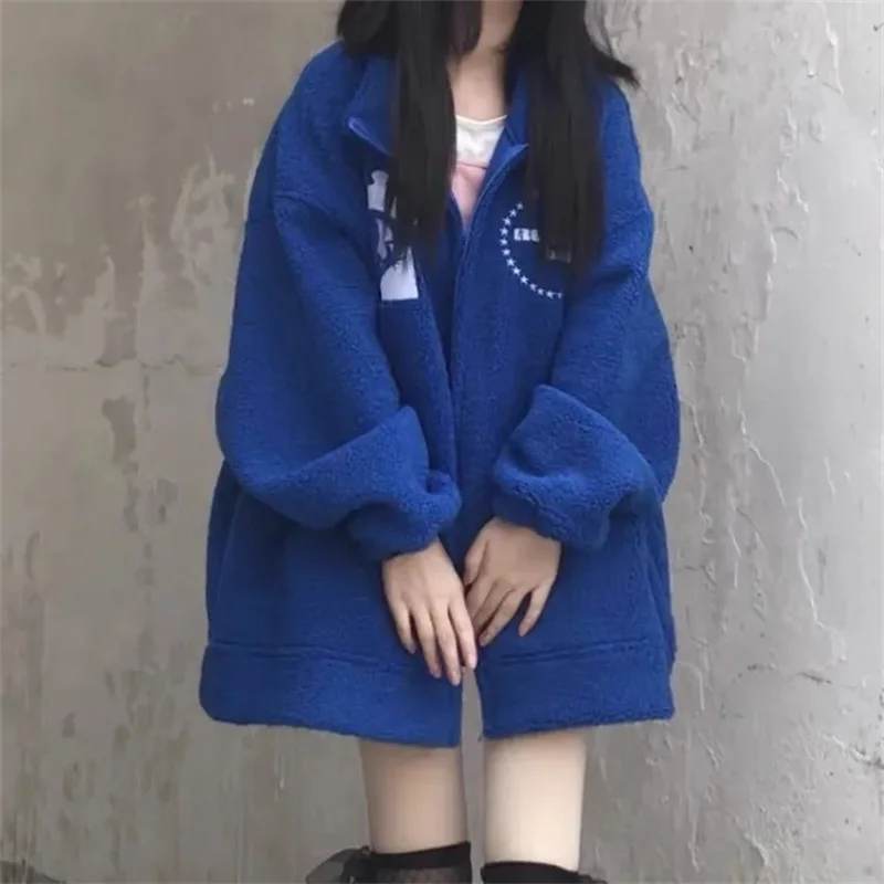 

Spring Autumn Lamb wool Cotton coat women new style loose large size warm Fashion coat women Lamb wool Cotton Overcoat
